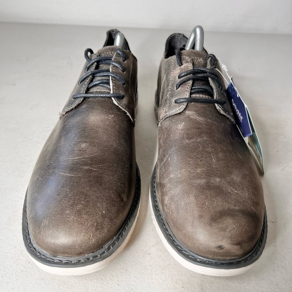 TOMS Men’s Navi Oxford Flat Boat Shoes Charcoal Leather Suede Pavement Size 11